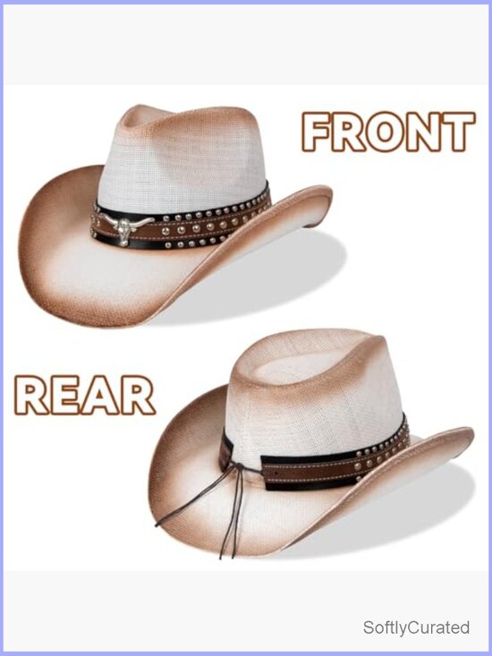 Straw Western Cowboy Hat with Shapeable Brim Unisex